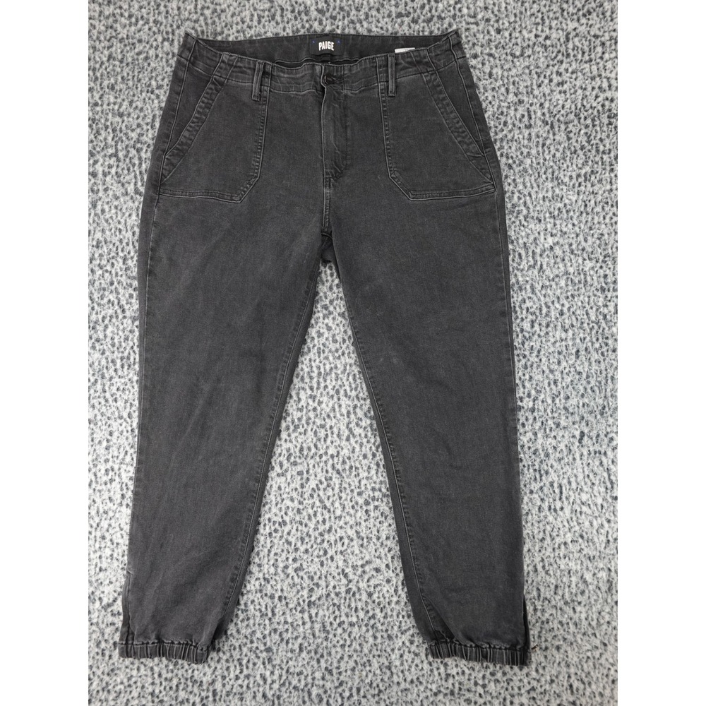 Paige Mayslie Jogger Pants Womens‎ 31 Black Utility Stretch Tapered Leg